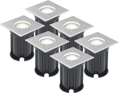 Image de HOFTRONIC - Spot LED au sol extérieur carré 4W 345lm 6500K inox IP65