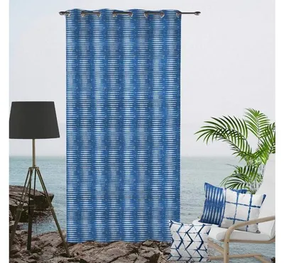 Vorhang, Baumwolle, blau, 140 x 250 cm, Ösen, halbtransparent