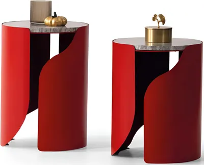 Produktbild von Designer Roter Beistelltisch-Set Stilvolle Ablagetische Flurtische
