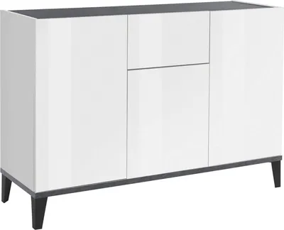 Immagine prodotto di Dmora Credenza Albatross 40x120x82h cm Bianco Lucido, un Cassetto 3 Ante  Italy
