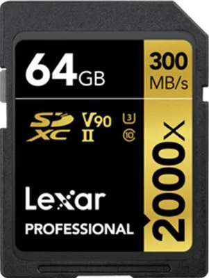 Obrázok produktu pre Lexar Professional 2000x, 64 GB, SDHC, Trieda 10, UHS-II, 300 MB/s, 260 MB/s