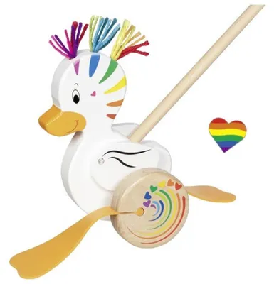 Produktbild von Goki Holz Schiebestab Ente - buntes Lauflernspielzeug für Kleinkinder