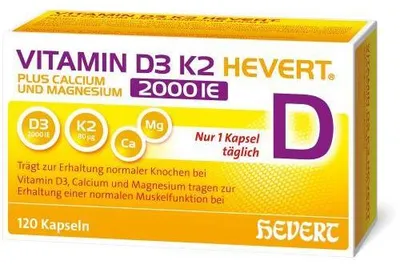 Immagine prodotto di Vitamina D3 K2 Hevert+Calcio e Magnesio.2000 UI Kps. 120 Cap
