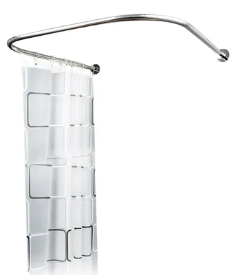 Imagen del producto de Barra para cortina de ducha, diseño en forma de U, fácil instalación, color plateado