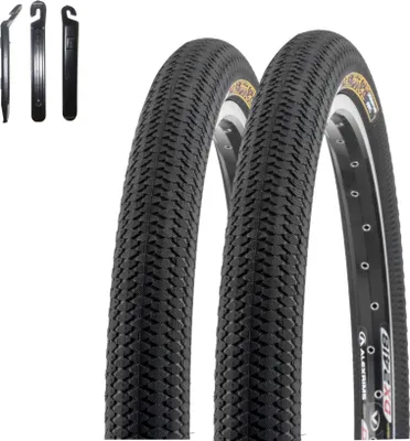 Image de 2 pneus de vélo Kenda 20" Kiniption K-1016 en noir 54-406 (20 x 2,25) avec démonte-pneus maxxi4you inclus