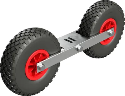 Produktbild von Abrollvorrichtung Pendelrollen Sliphilfe Bootstrailer PolyurethanReifen SUPROD RKDO3-260-PU, Ø 260 mm, schwarz/rot
