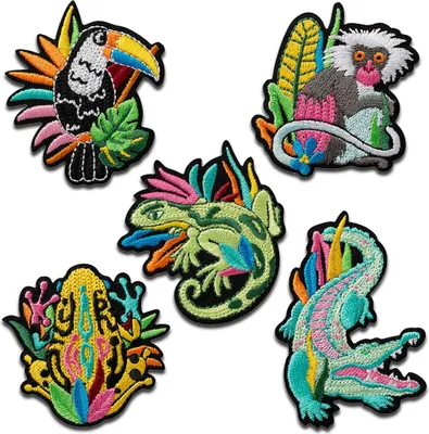 Obrázek produktu pro Mono-Quick Jungle Animals Set 5 kusů - záplaty, nažehlovačky, nažehlovačky, nášivky, záplaty, k nažehlení