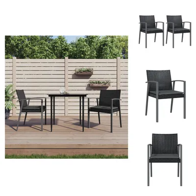 Immagine prodotto di vidaXL Sedie da giardino con cuscino 2 pezzi nero 56,5x57x83cm poly rattan - Sedie da giardino