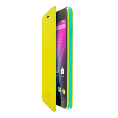 Imagen del producto de Funda tipo libro "Lenny" para WIKO 93661, color amarillo, con revestimiento suave al tacto y acabado mate