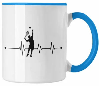 Produktbild von Tennis Tasse Geschenk für Tennisspieler mit Spruch Herzschlag für Männer Frauen Tennis-Trainer Coach (Blau)