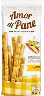 Obrázek produktu pro Amor di Pane křupavé tyčinky s olivovým olejem a sezamovou příchutí 125g