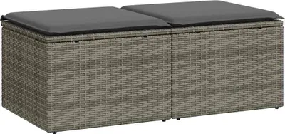 Immagine prodotto di vidaXL Set di divani da giardino a 2 pezzi con cuscini in poly rattan acacia grigio
