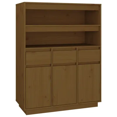 Produktbild von Highboard Honigbraun 89x40x116,5 cm Massivholz Kiefer