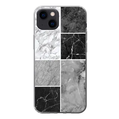 Produktbild von MuchoWow® Handyhülle Schutzhülle Hülle für iPhone 13 mini Marmor - Schwarz - Weiß Silikon Softcase Handy Hülle - Softcase