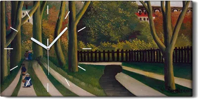 Produktbild von Leinwand Uhr Küche Wohnzimmer Bild 60x30 Malerei Wald Bäume Pfade Kunst - weiße Hände