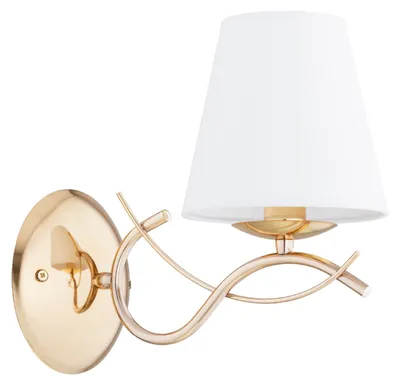 Obrázok produktu pre Nástenná lampa MONZA, zlatá a biela, 1xE14x10W, kov, rozmery: 27x15x28 cm, IP20, Alfa