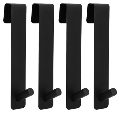 Produktbild von 4 Duschhaken für Glaswände, kein Bohren erforderlich, schwarzer Handtuchhalter aus Edelstahl für Duschwände aus Glas, Duschzubehör
