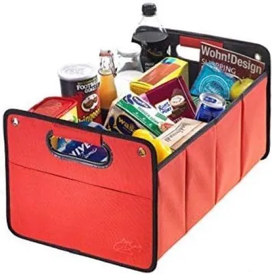 Image de Coffre de rangement en polyester avec fond robuste - Coffre pratique et rabattable pour le coffre de la voiture - Coffre de rangement pour voiture particulière