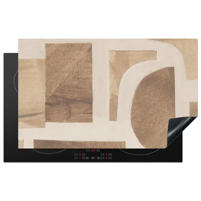 Obrázok produktu pre MuchoWow® Kryt na varnú dosku - Ochrana pred indukciou - 85x52 cm - Kryt na varnú dosku z vinylu - Zvyšuje pracovnú dosku - Kryt na sklokeramickú varnú dosku - Kuchynská dekorácia - Jeden kus - Tvary - Abstraktné - Puzzle - Drevo - Pracovná doska