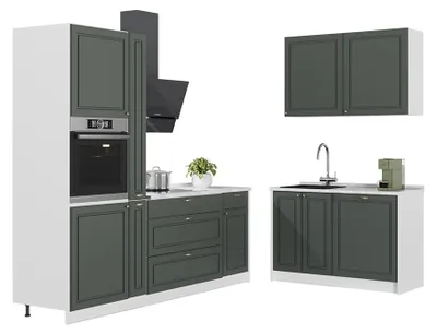 Produktbild von Küchenzeile Vicco Fame-Line Grün-Gold Landhaus/Weiß 220 x 120 cm, AP Eiche, Model 65016