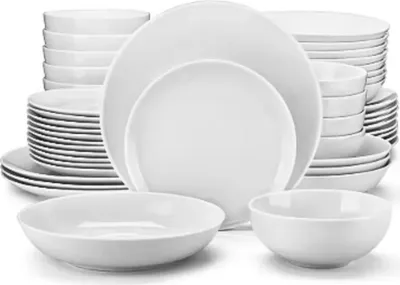 Produktbild von Exquisite Serviesset – Tafelservice – 24 Personen – 48-teilig – Weiß Keramisch – Elegantes Tischgeschirr