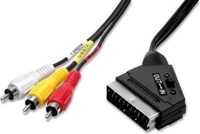 Image de nuovaVideosuono Scart-Composite 1.5m M-M, 1.5 m, Péritel (21 broches), 3 x RCA, Noir, Mâle/Femelle, 1 pièce