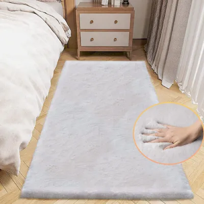 Image de Omgoods - Tapis gris moelleux, 60 x 180 cm, pour chambre