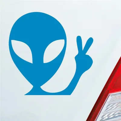 Produktbild von Auto Aufkleber XL Alien Außerirdischer Peace E.T. ET 20x20 cm Hellblau Sticker Heckscheibenaufkleber