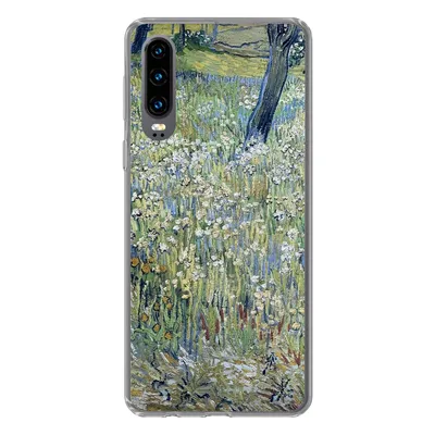 Produktbild von MuchoWow® Handyhülle Schutzhülle Hülle für Huawei P30 Baumstämme im Gras - Vincent van Gogh Silikon Softcase Handy Hülle - Kartenbesitzer