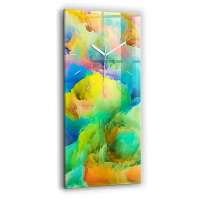 Obrázok produktu pre Wallfluent Hodiny - Obdĺžnikové Sklenené Nástenné Hodiny - Tichý Quartz Strojček - Nástenná Dekorácia Spálňa Kuchyň - Biele Ruky - 30x60 cm - Fraktálna textúra