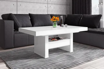 Produktbild von Design Couchtisch Tisch HLU-111 Schublade höhenverstellbar ausziehbar Esstisch