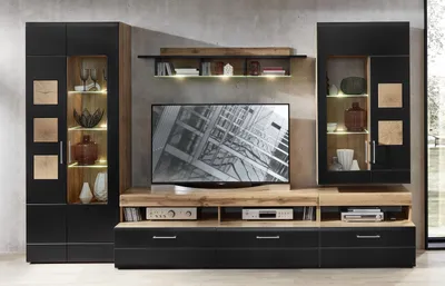 Produktbild von Wohnwand Anbauwand Wohnzimmerschrank Schrankwand Mediawand "Sidonia I"