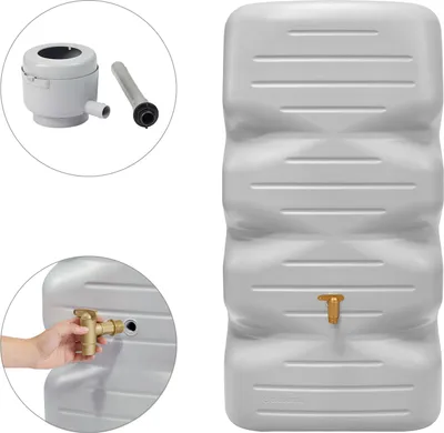 Immagine prodotto di GARANTIA CUBUS serbatoio da giardino set completo 340 litri grigio cemento incl. rubinetto in plastica e raccordo pluviale