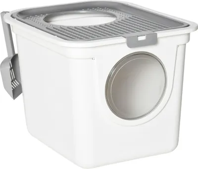 Immagine prodotto di Lettaia con coperchio, con paletta, fino a 5 kg, per interni, in plastica, grigio e bianco, 44x55x39 cm