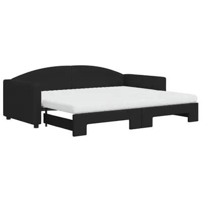 Image de vidaXL Lit de jour extensible avec matelas noir 90x200 cm Tissu