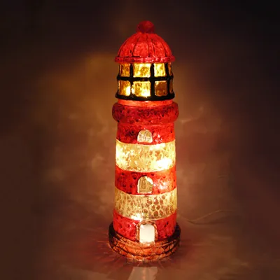 Produktbild von Dekorations-Leuchte Leuchtturm rot Fiberglas Tisch-Kinder-Leuchte