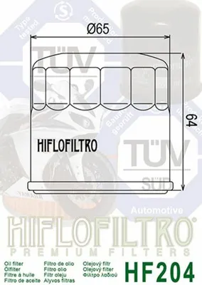 Diagram and branding for a Hiflofiltro oil filter.