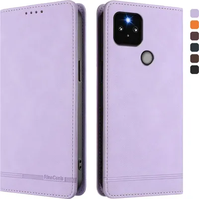 Image de Etui pour Google Pixel 5, étui rétro en cuirPolyuréthaneavec support et fentes pour cartes Violet
