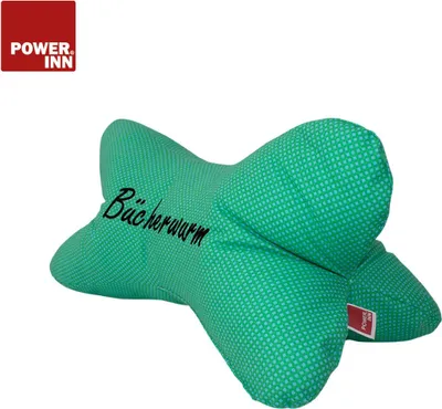 Produktbild von POWER INN Leseknochen | Bestickt | Türkis "Bücherwurm" | Nackenkissen | Reisekissen