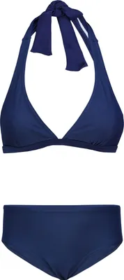Produktbild von Aquarti Mädchen Bikini Set Bustier Bikinislip Zweiteiliger Badeanzug, Farbe: Zum Binden - Dunkelblau, Größe: 164