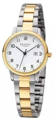 Produktbild von REGENT W-0273 Damenuhr Bicolor 30 mm Weiß Metallband 3 BAR