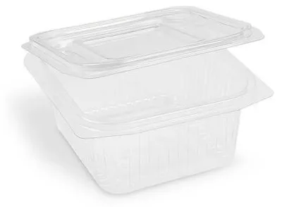 Produktbild von 50x Rechteckbecher klar mit Deckel 500 ml (rPET)