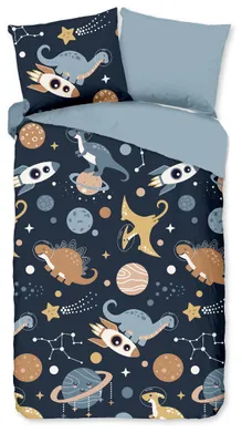 Productafbeelding van Pure Kinder Dekbedovertrek Microvezel Spacedino - blue 140x200/220cm