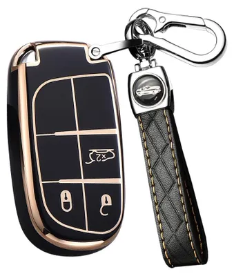 TPU Autoschlüsselhülle Schwarz für Jeep Chrysler Dodge FIAT