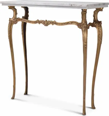 Produktbild von Casa Padrino Luxus Barock Konsole mit Marmorplatte Vintage Messing / Weiß 87,5 cm
