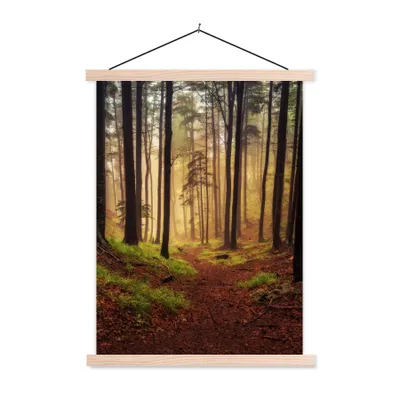 Produktbild von MuchoWow® Textilposter Bäume - Natur - Wald 60x80 cm mit holzfarbenen Rahmen - Wandbild