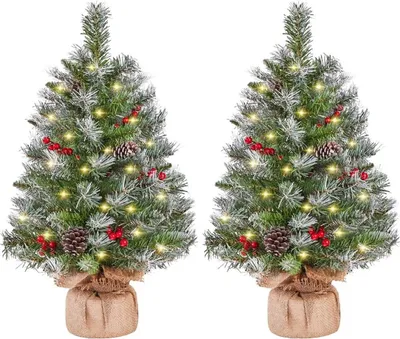 Image de Lot de 2 arbres de Noël artificiels 411364 vert 2ft 2pcs, 61 cm
