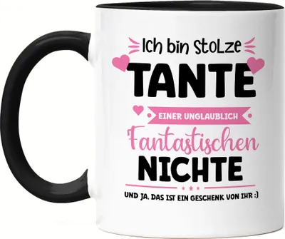 Produktbild von Ich bin stolze Tante Tasse Schwarz Geschenk Geburtstag Patentante Tante und Nichte