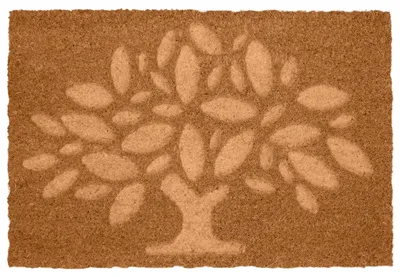 Produktbild von Relaxdays Fußmatte Kokos, strukturiertes Baum-Design, 60 x 40 cm, für innen & außen, rutschfeste Schmutzfangmatte, natur