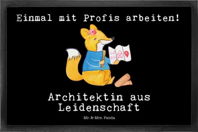 Produktbild von Mr. & Mrs. Panda fußmatte Architektin Leidenschaft 50 x 75 cm - Schwarz - Geschenk, Studium, Lustig, Bodenvorleger, Fußabtreter, Innenarchitektin, Schmutzfangmatte